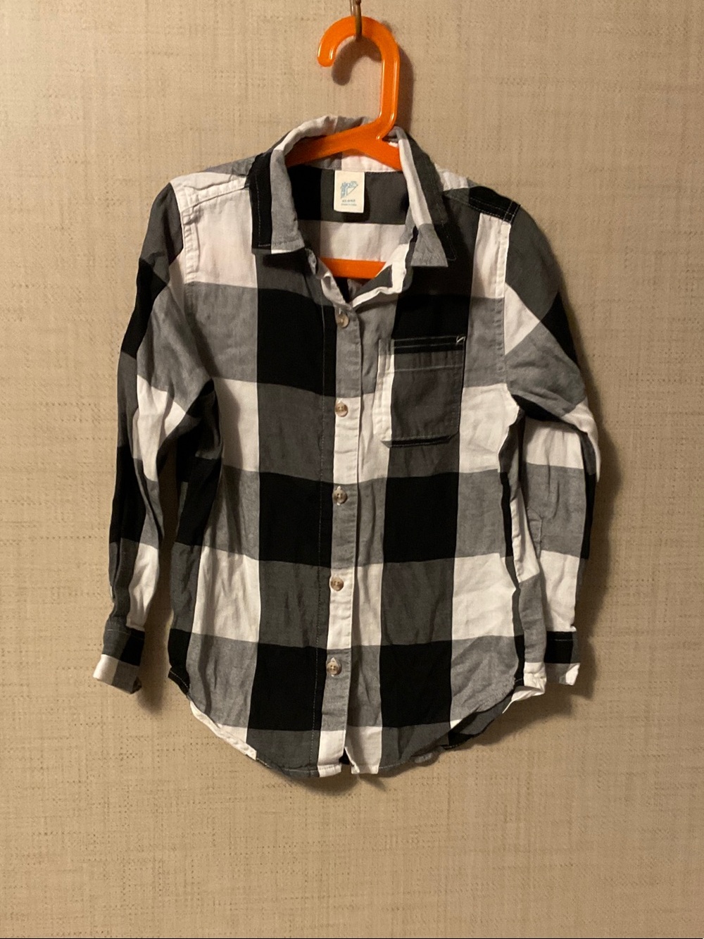 Boys Black & White Plaid Button-Down Shirt - Classic Check